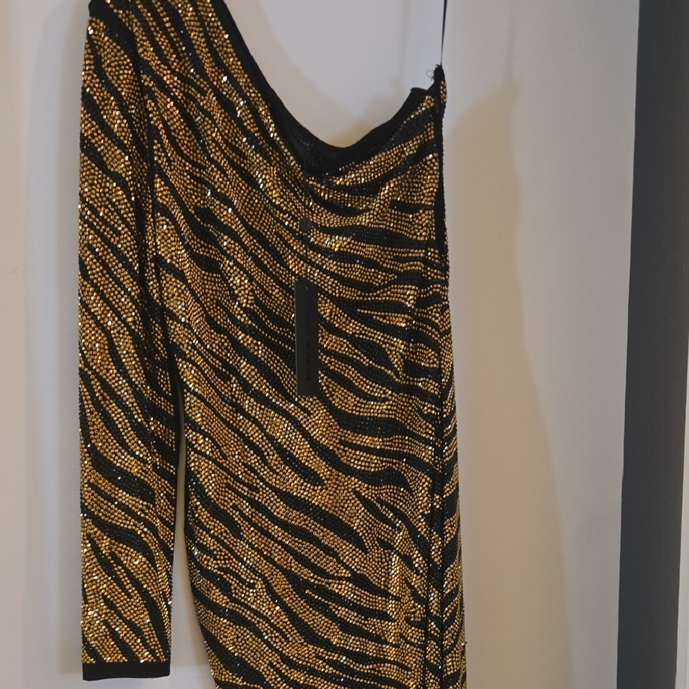Gold and Black Sequin Dress